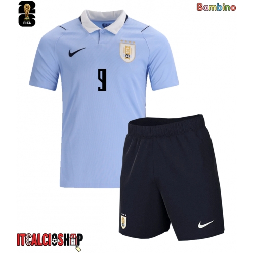 Uruguay Darwin Nunez #9 Prima Maglia Bambino Mondiali 2026 Manica Corta (+ Pantaloni corti)